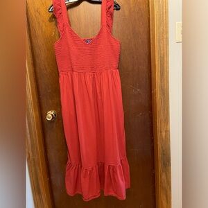 Smocked dress with side pockets